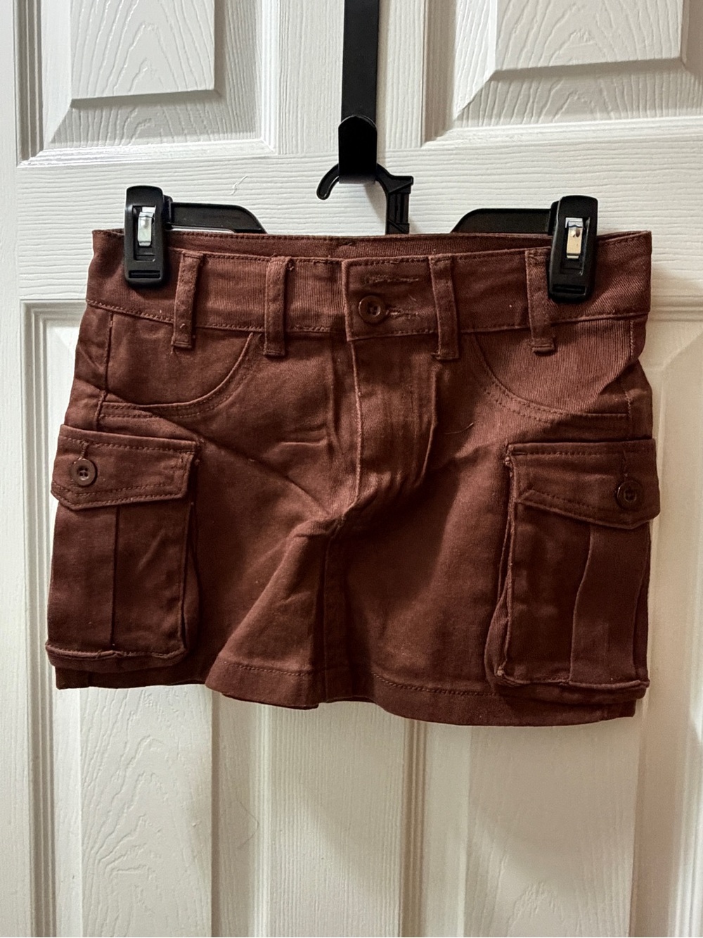 Brown Cargo Mini Skirt